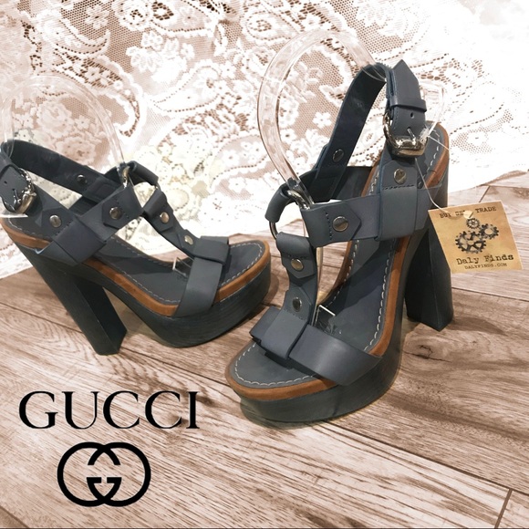 Gucci Shoes - SOLD!! GUCCI Blue Wooden Platform Sandals